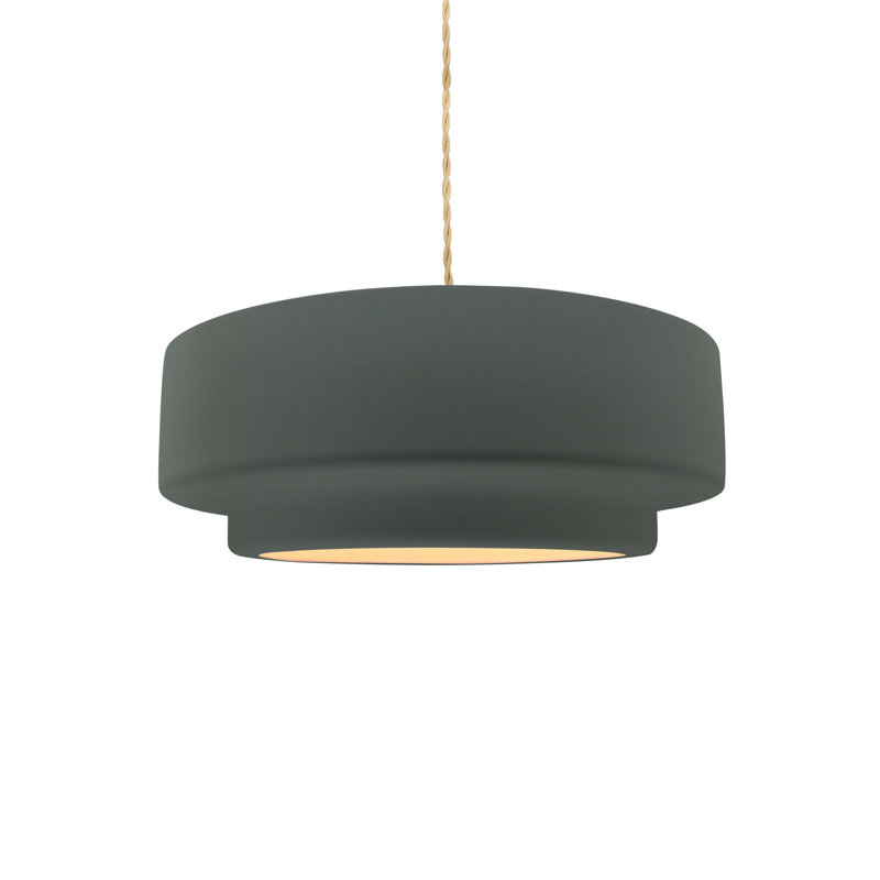 Luminaire suspendu à 1 lumière Meydan, Étain, vert, Nickel brossé, H 5 po x l 12 po x P 12 po