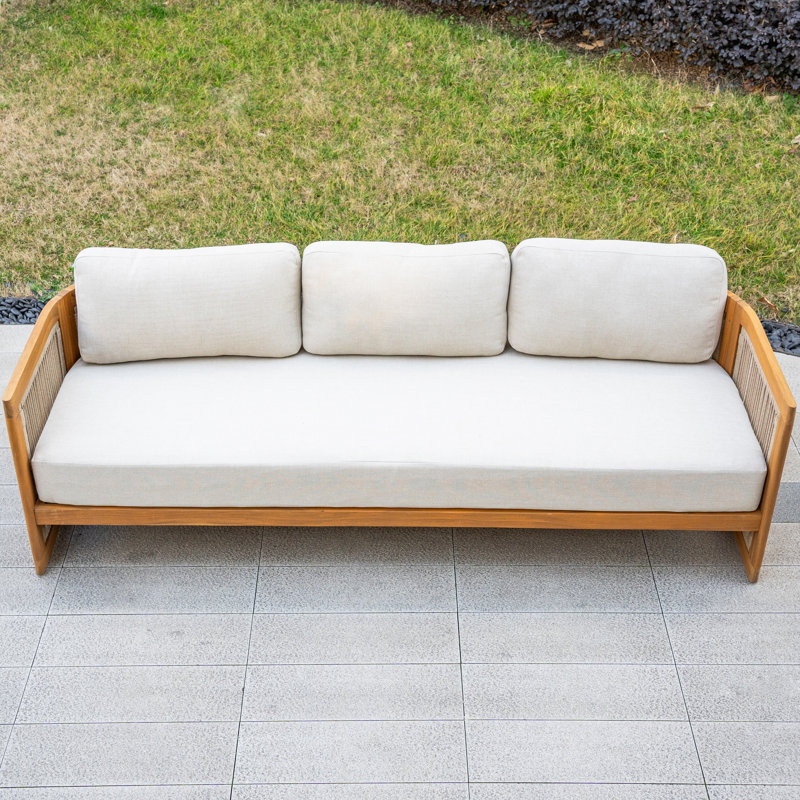 Canapé d'extérieur 85,8 po en acacia avec coussins