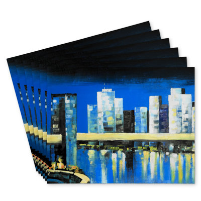 Skyline of Lower Manhattan Polyester Placemats Set of 6