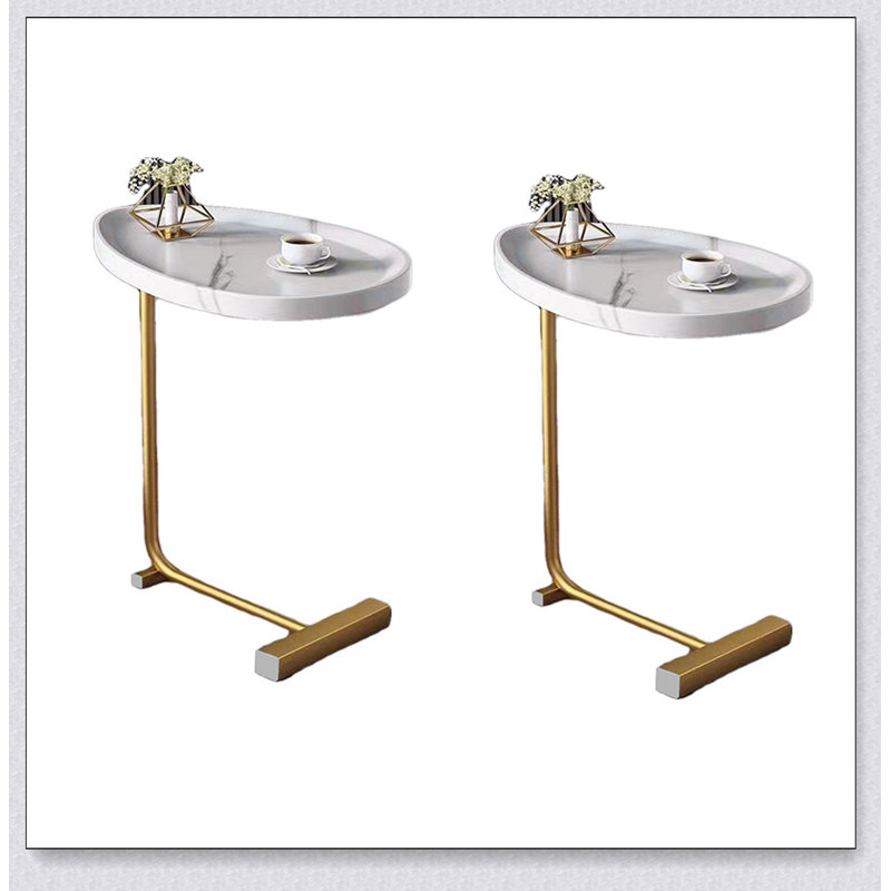2-pieces C-shaped Side Table, C Shaped End Table, Side Table for Couch and Bed