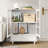 Minimalist White Buffet Cabinet, Modern Wooden Storage Sideboard With Double Glass Doors & Drawer-1843020059