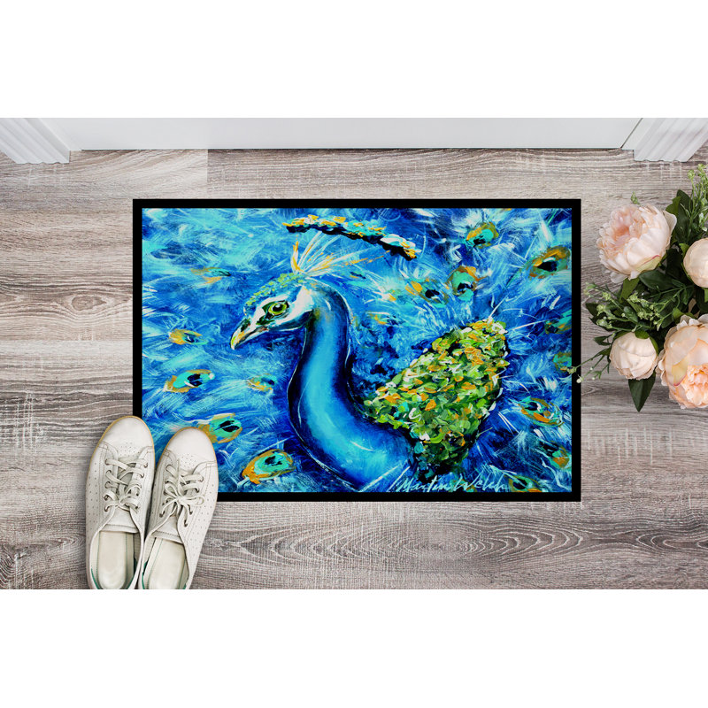 Tapis d’entrée anti-dérapant d’intérieur antidérapant Peacock, Rectangle 2 pi x 3 pi