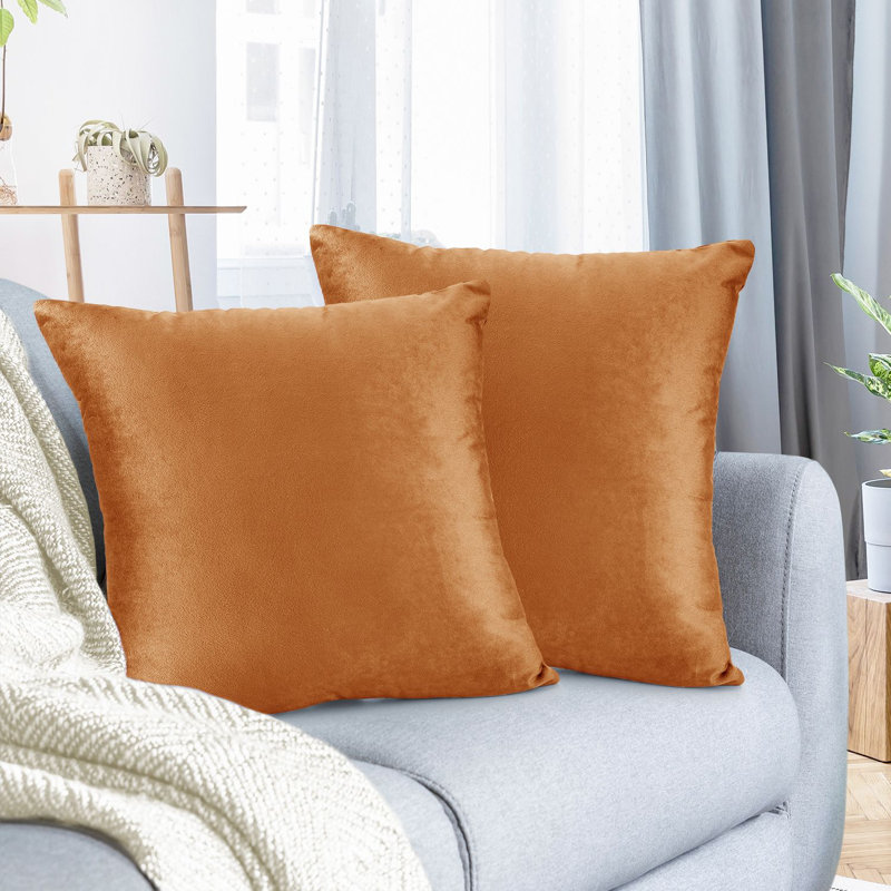 Housse de coussin décoratif en velours , 18" x 18", rouille