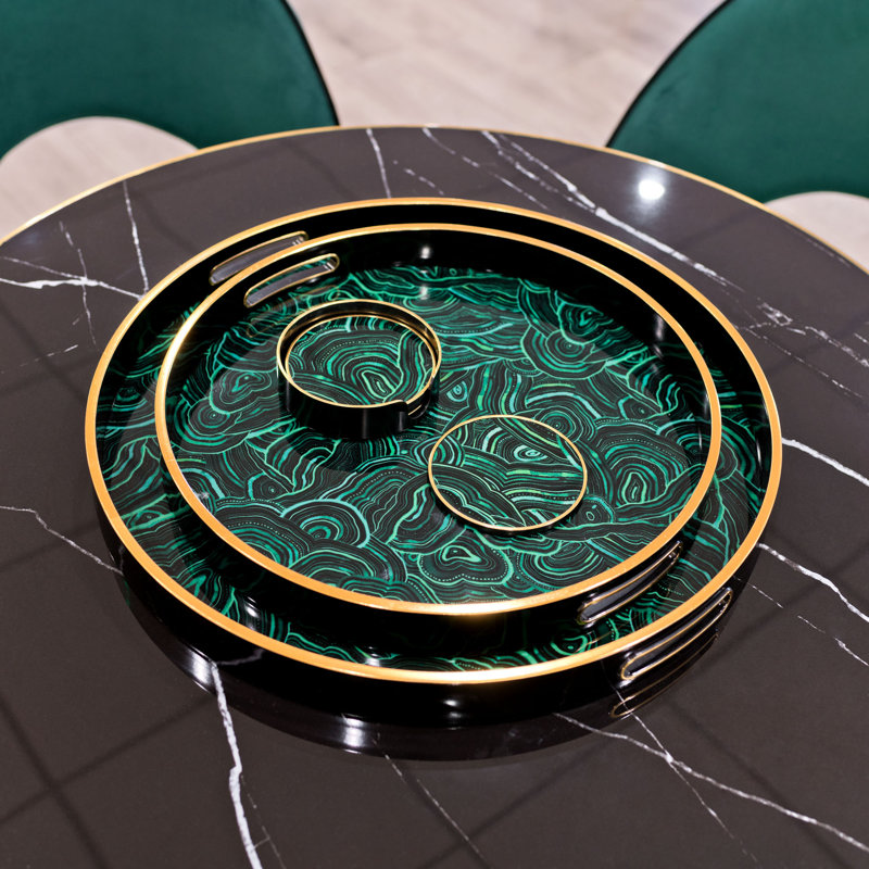 LLB- Round tray- set of 2 - Malachite