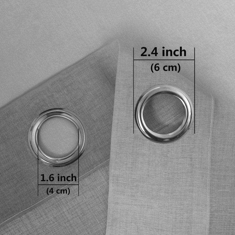 2 Panels Ombre Sheer Curtains Faux Linen Semi Voile Gradient Farmhouse Style Curtains, Grommet Top Window Drape Panels for Bedroom and Living Room