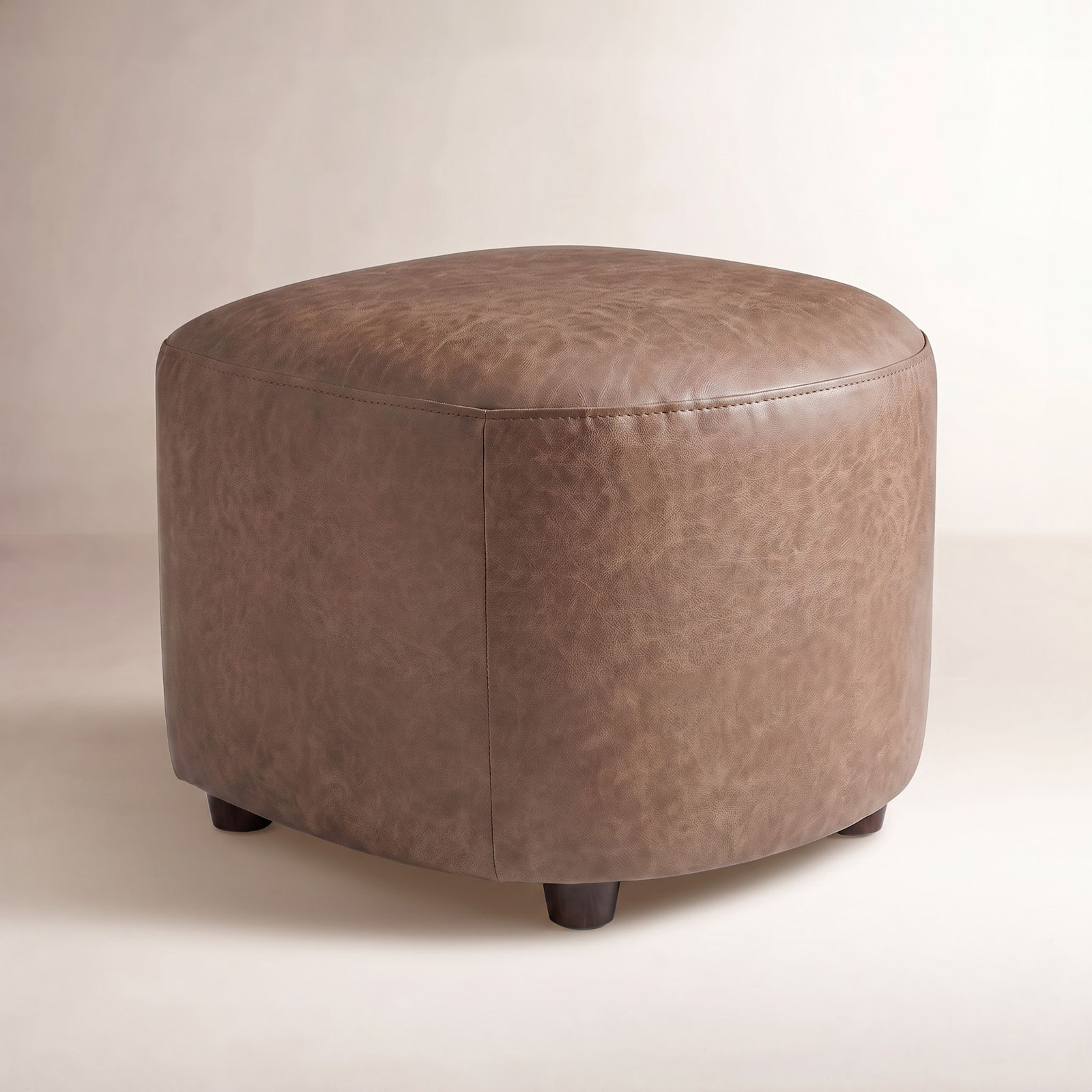 Bobbi 22" Genuine Leather Ottoman, Black