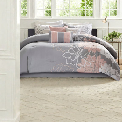 Premium Bedding Sets, Polyester Queen Floral Comforter Set For Modern Home