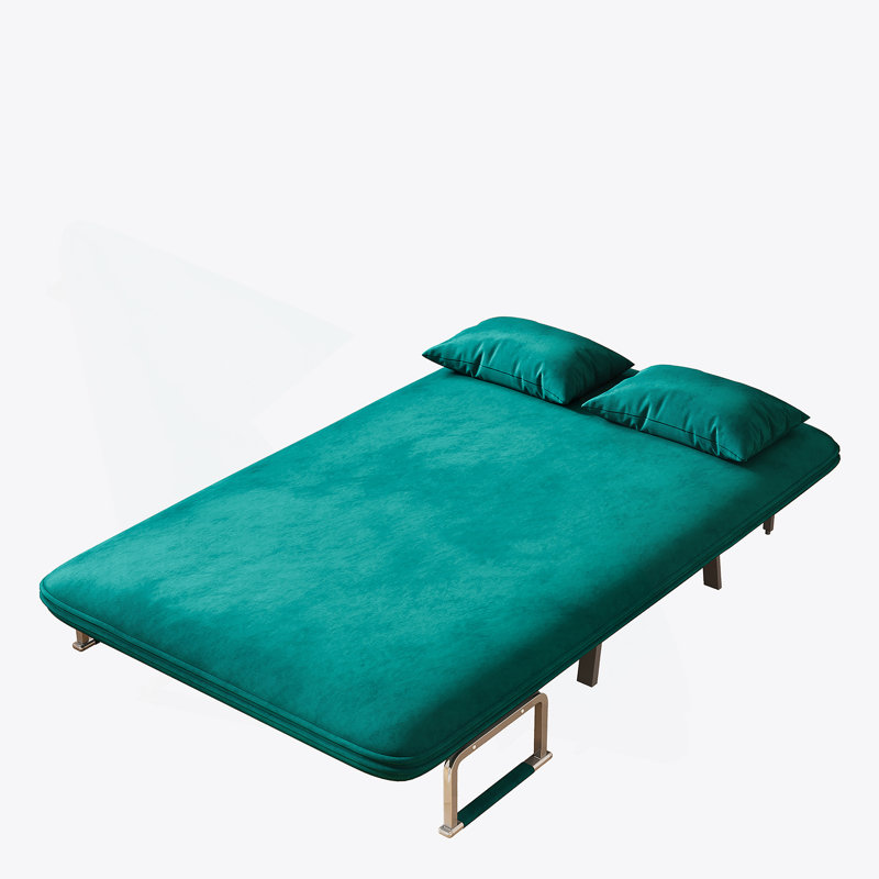 Convertible Chair Bed, Antique Green Velvet, 14.2" H x 39.4" W x 74.8" D
