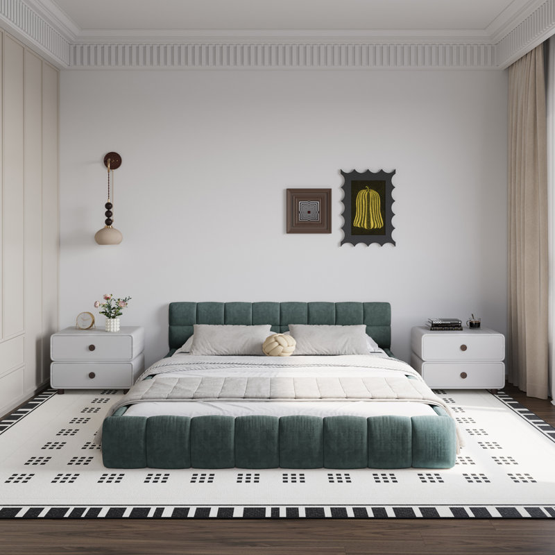 Chenille Upholstered Bed Frame with Headboard | Wayfair
