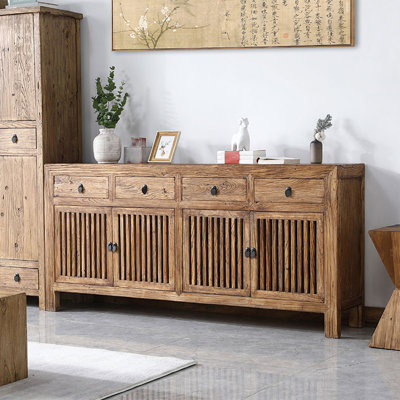 Retro Burlywood Solid Wood Accent Cabinet
