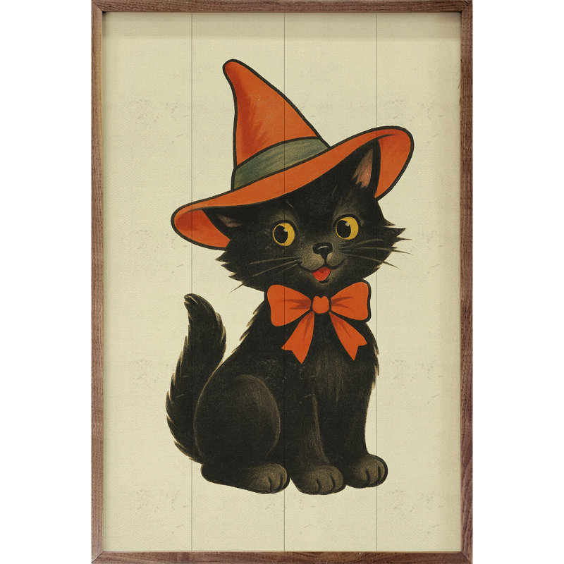 Chat rétro d'Halloween, H 24 po x l 16 po