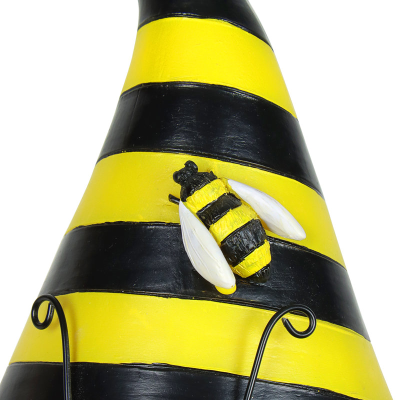 Hand Painted Solar Beekeeper Garden Gnome with Lantern and Book