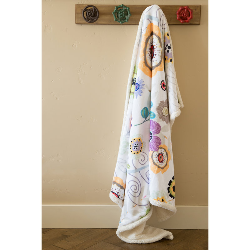 Wildflower Multicolor Fleece Sherpa Throw Blanket