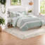 Ensembles de literie Farmhouse Aqua, courtepointe en coton percale 6 pièces avec coussins décoratifs