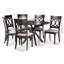Ensemble de salle à manger Elam pour six personnes en gris / brun foncé avec quatre pieds, H 30 po x l 44,9 po x P 44,9 po-242672626-242672625