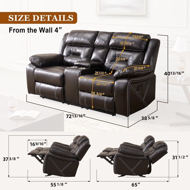 Recliner Chair for Living Room Home Theater Seating Reclining Sofa Lounge with Padded Seat Backrest Row of 2 Loveseat