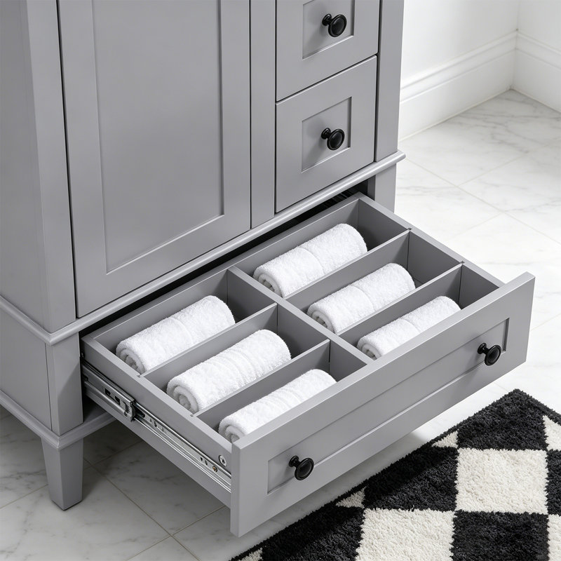 Meuble-lavabo 24 po avec lavabo en céramique intégré, Gris