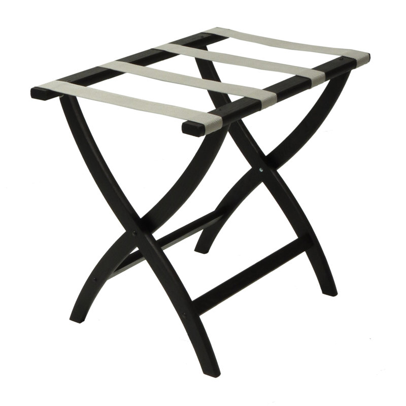 Porte-bagages pliable en bois, Noir, Argent