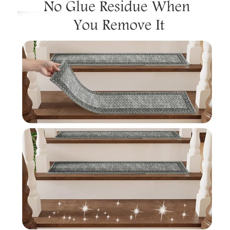 Tapis d'escalier antidérapant Yesmin, Gris