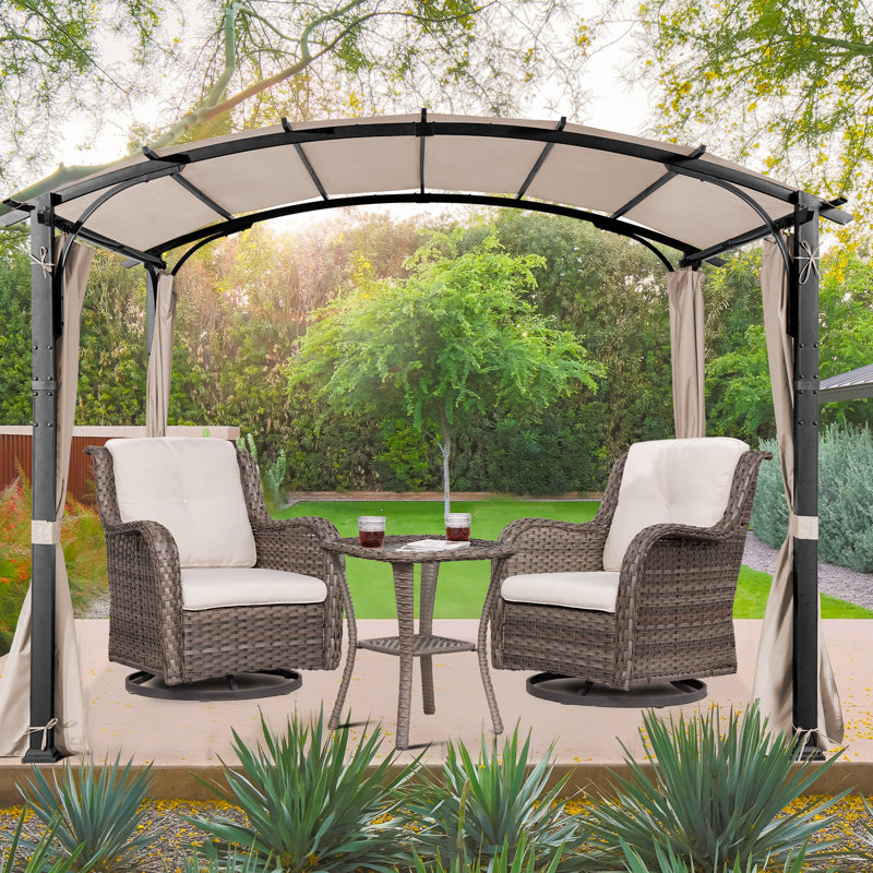 Beige Steel 11 Ft. x 11 Ft. Pergola with Canopy