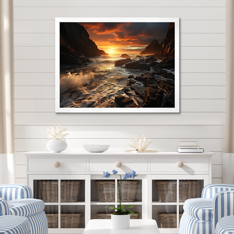Photo de plage Golden Sands XV - Nautique et plage, impressions sur toile, H 24 po x l 32 po x P 1 po, Cadre simple blanc