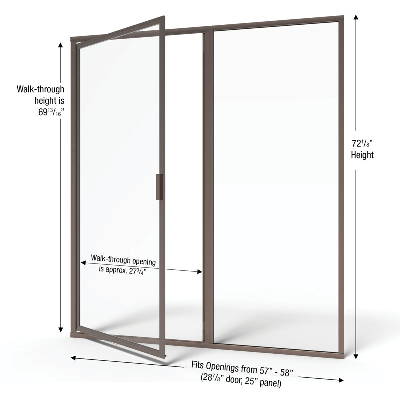 Porte de douche avec cadre Deluxe l 57 "x H 72,13", Bronze huilé, AquaGlideXP transparent