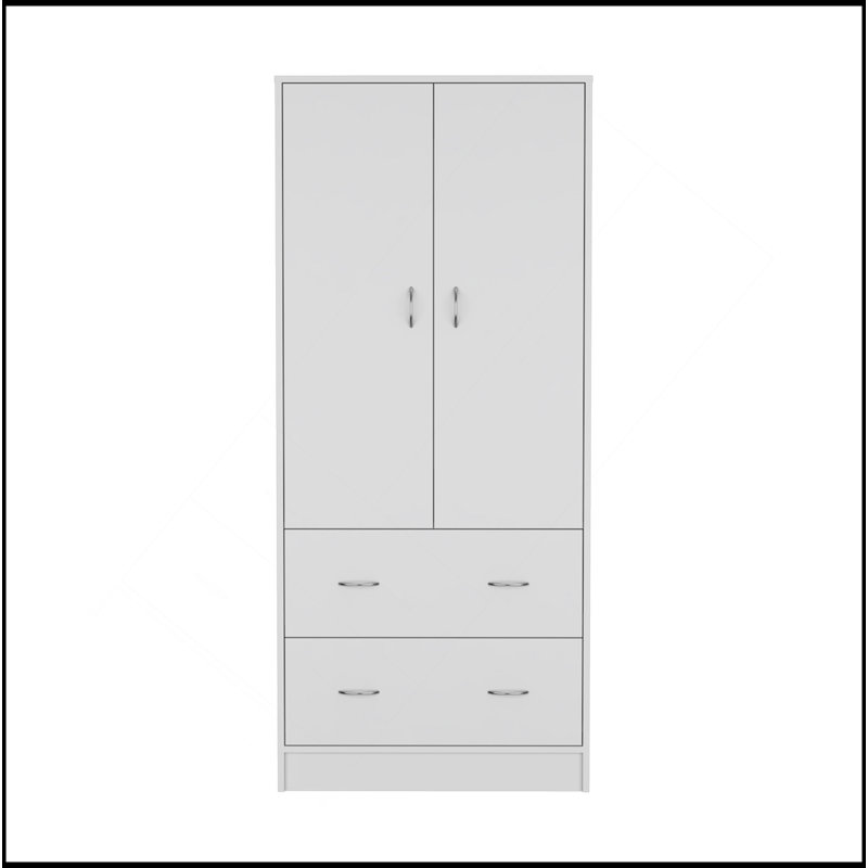 Armoire 2 portes et 2 tiroirs Taly - blanc, Blanc