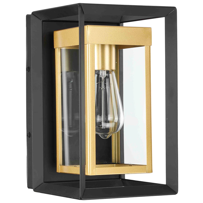 Deshwana Gold/Matte Black 30cm H Outdoor Wall Lantern