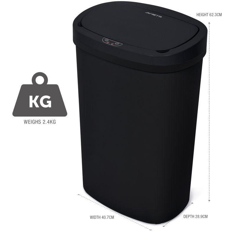 NETTA 50 Litre Motion Sensor Trash Can, Black