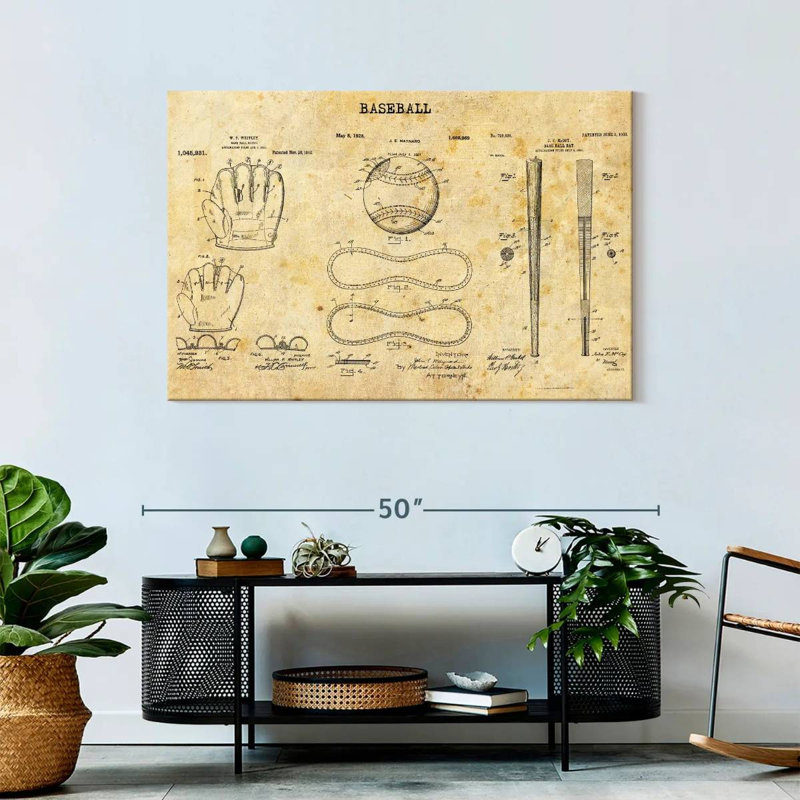 Baseball Compilation brevet sur toile, H 45 po x l 30 po x P 1,25 po