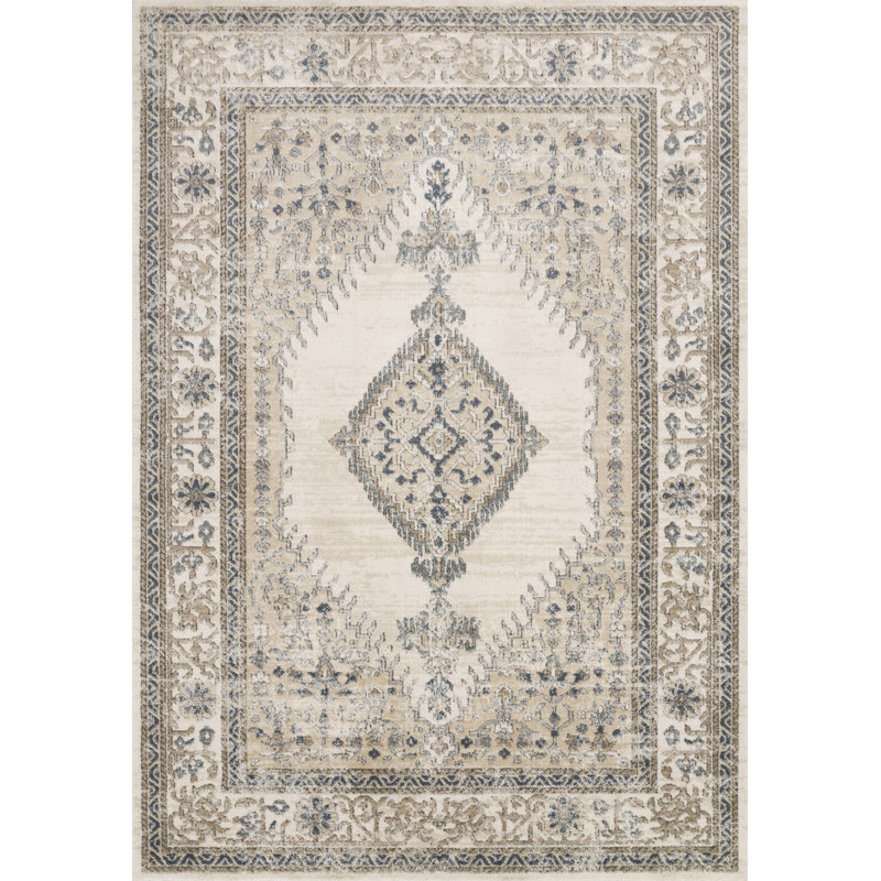 Tapis oriental avoine / ivoire Sagefield, Rectangle 7 pi 11 po x 10 pi 6 po