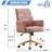 Mid - Back Liftable Pink Office Chair With Striped Corduroy, Ergonomic , Golden Base And Memory Foam Cushion For Working At Desk. 24.56 In Depth, 23.9 Width, 38.89 Height, 27.44 Lb Weight Corduroy-974037655-974037652