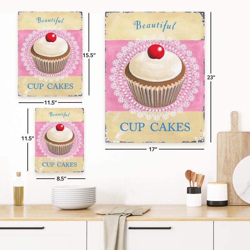 «Beautiful Cupcakes Bakery» sur impression métallique, H 11,5 po x l 8,5 po x P 0,04 po