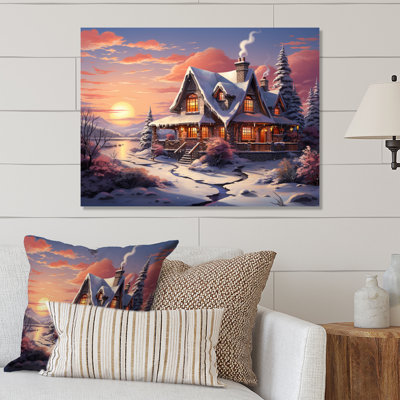 «Winter Snowy Cottage II», impression d'art mural en métal