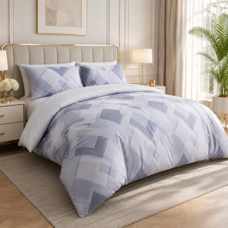 Premium Reversible Duvet Cover Set with Zipper Closure and Corner Ties, Double  Duvet Cover + 2 Standard Pillowcases