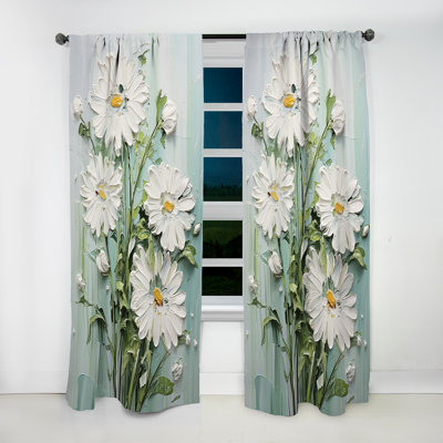 Daisy Blooming Elegance VII de Ghaleb - Rideau marguerites - Velours obscurcissant - 1 panneau