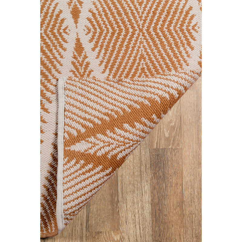 River Geometric Handmade Flatweave Orange Area Rug, Orange, Rectangle 2' x 3'