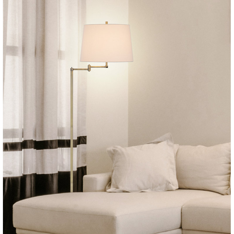 Svava 63'' Swing Arm Floor Lamp, Gold