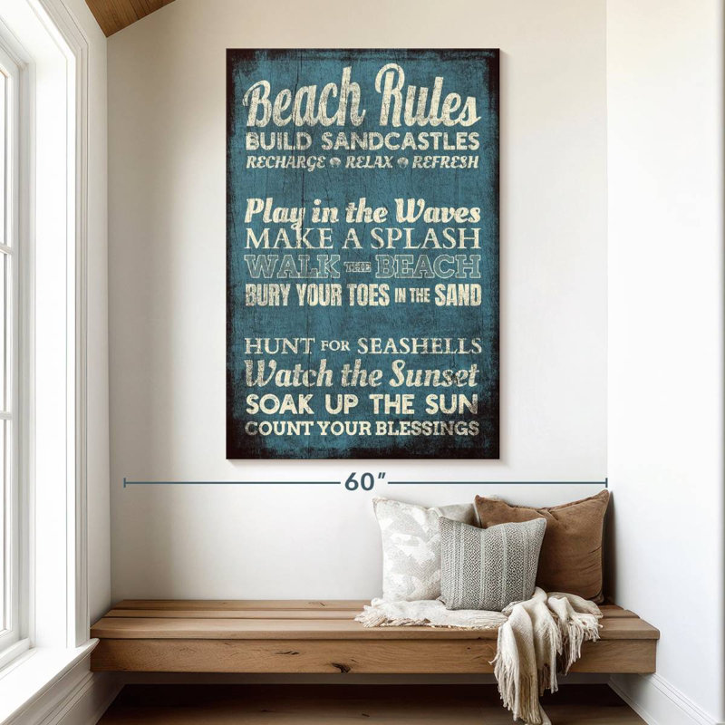 " Beach Rules " by Charles B, 51" H x 34" W x 1.25" D