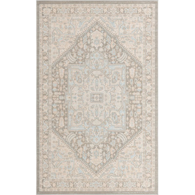 Tapis traditionnel Matthei couleur pierre / gris
