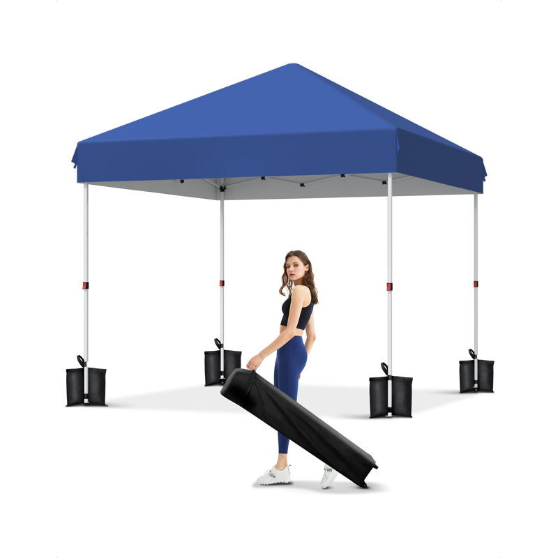 10x10 FT Easy Pop Up Canopy Tent, One Person Instant Set-up, UPF 50+ Waterproof Portable Shelter with Roller Bag, Stakes, Ropes & Sandbags for Patio, Backyard, Outdoor Events