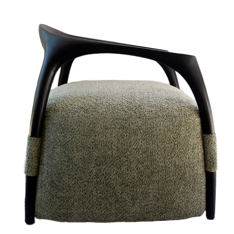 Upholstered Armchair, Black, Green