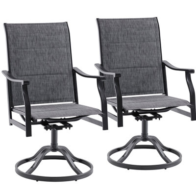 Ensemble de 2 chaises de patio pour l'extérieur, chaise de patio pivotante pour l'extérieur avec tissu en polyester enduit de PVC rembourré, sièges d'extérieur toutes saisons confortables et ergonomiques, sièges pour la cour, le balcon et le jardin