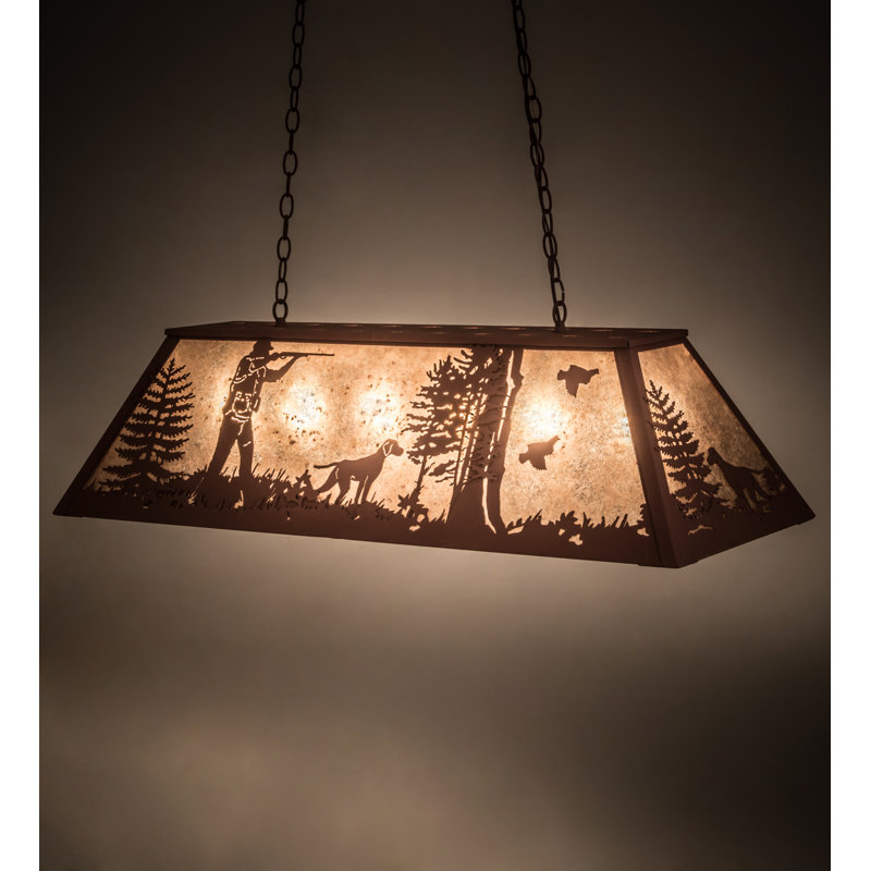 Rustic Lodge 6 - Light Pendant, 12.5" - 44" H x 42" W x 17" D, Rust, Rust