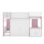 Lit mezzanine double avec rangement, porte et fenêtre, structure de lit en bois avec rangement-484152804