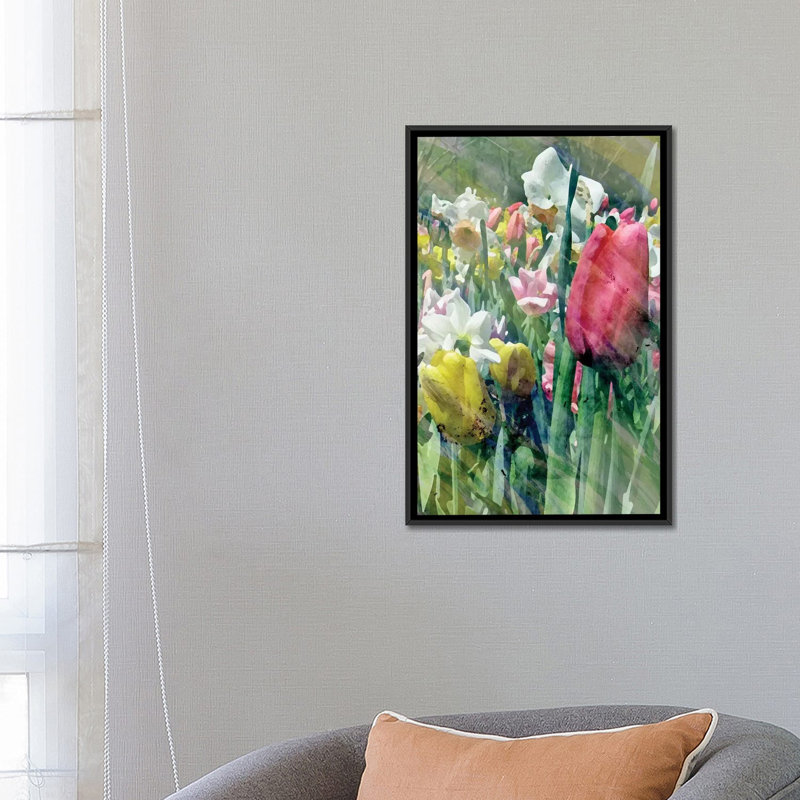 «Spring at Giverny III», impression sur toile, H 26 po x l 18 po x P 1,5 po, Toile avec cadre noir, Pas de tapis