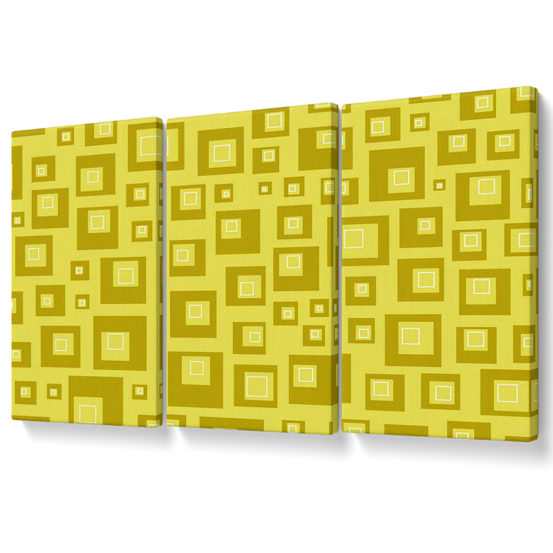 Squareness of Green - 3 Piece Wrapped Canvas Graphic Art, 121.9cm H x 243.8cm W x 10cm D