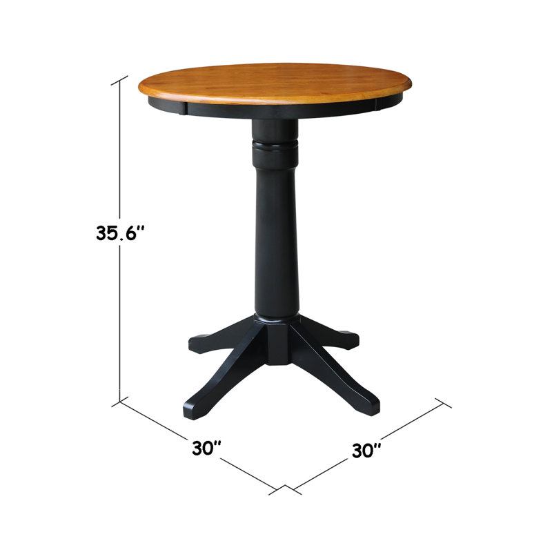 Gianluka Counter Height Solid Wood Dining Table, 35.9" H x 30" L x 30" W, Hickory/Washed Coal
