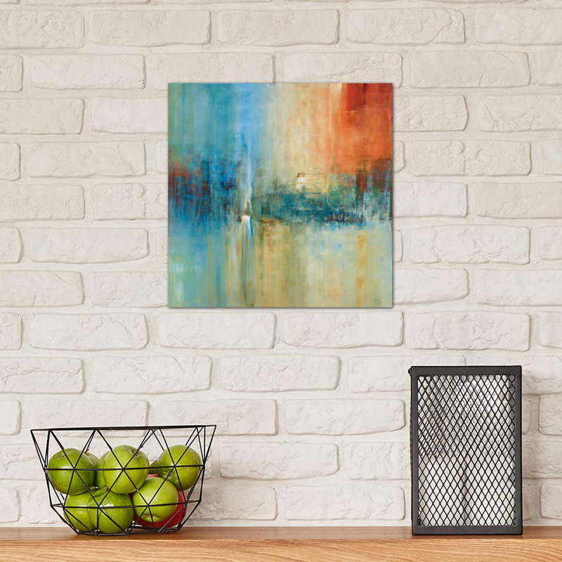 «Blue Cascade» par Simon Addyman - reproduction d'art, H 12 po x l 12 po x P 1,5 po, Toile avec cadre noir