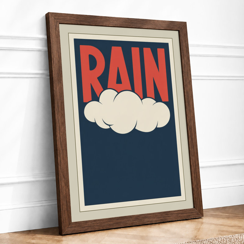 Rain Minimalist - Framed Print, A3 - 42.0 x 29.7 cm, Walnut